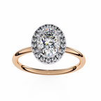 Rose Gold Oval Cut Halo Diamond Engagement Ring