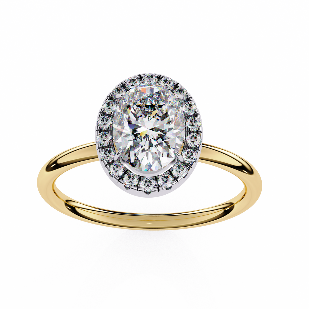 Yellow Gold Oval Cut Halo Diamond Engagement Ring