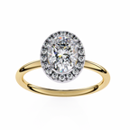 Yellow Gold Oval Cut Halo Diamond Engagement Ring