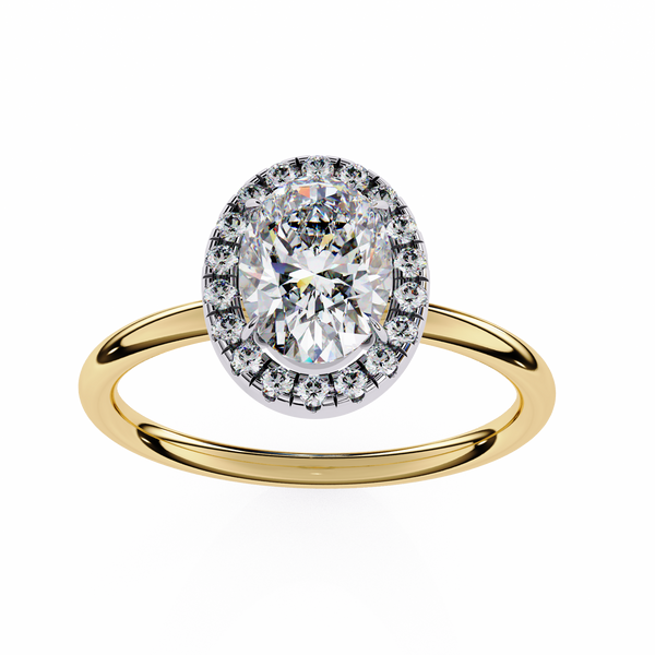 Yellow Gold Oval Cut Halo Diamond Engagement Ring