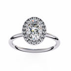 White Gold Oval Diamond Halo Solitaire Engagement Ring
