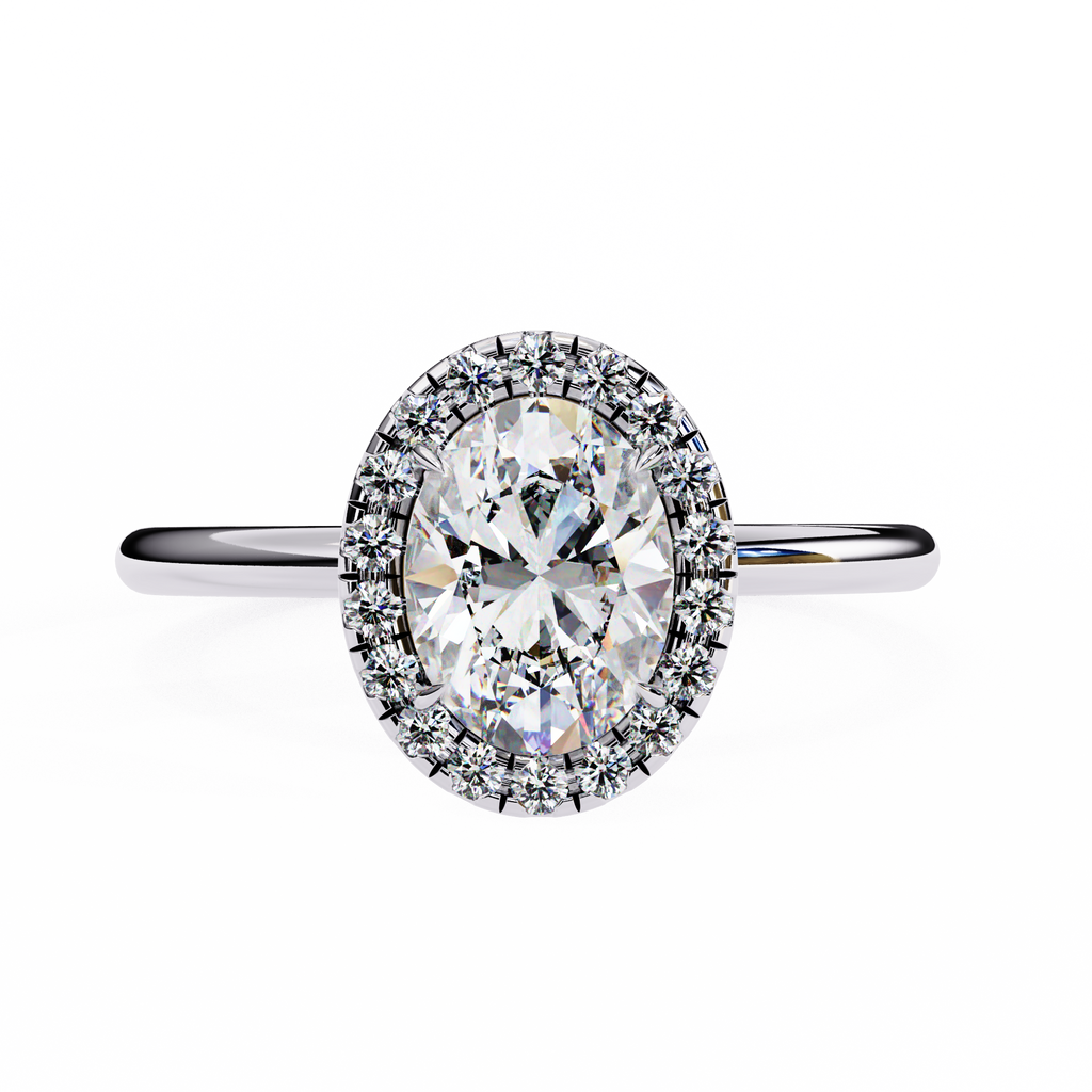 White Gold Oval Diamond Halo Solitaire Engagement Ring
