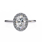 White Gold Oval Diamond Halo Solitaire Engagement Ring