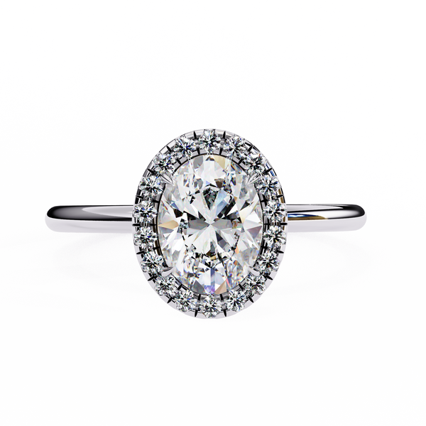 White Gold Oval Diamond Halo Solitaire Engagement Ring