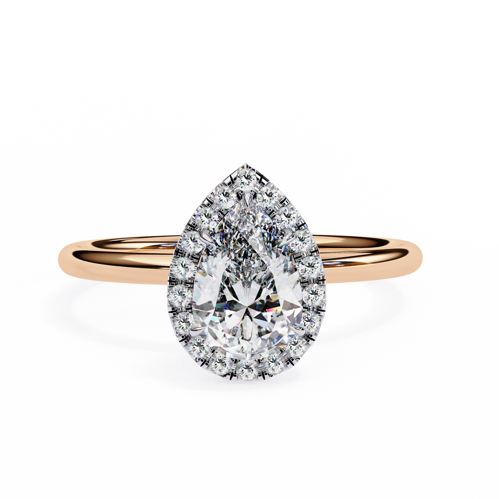 Rose Gold Pear Cut Halo Diamond Engagement Ring