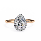 Rose Gold Pear Cut Halo Diamond Engagement Ring