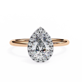 Rose Gold Pear Cut Halo Diamond Engagement Ring