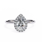 White Gold Pear Diamond Halo Solitaire Engagement Ring