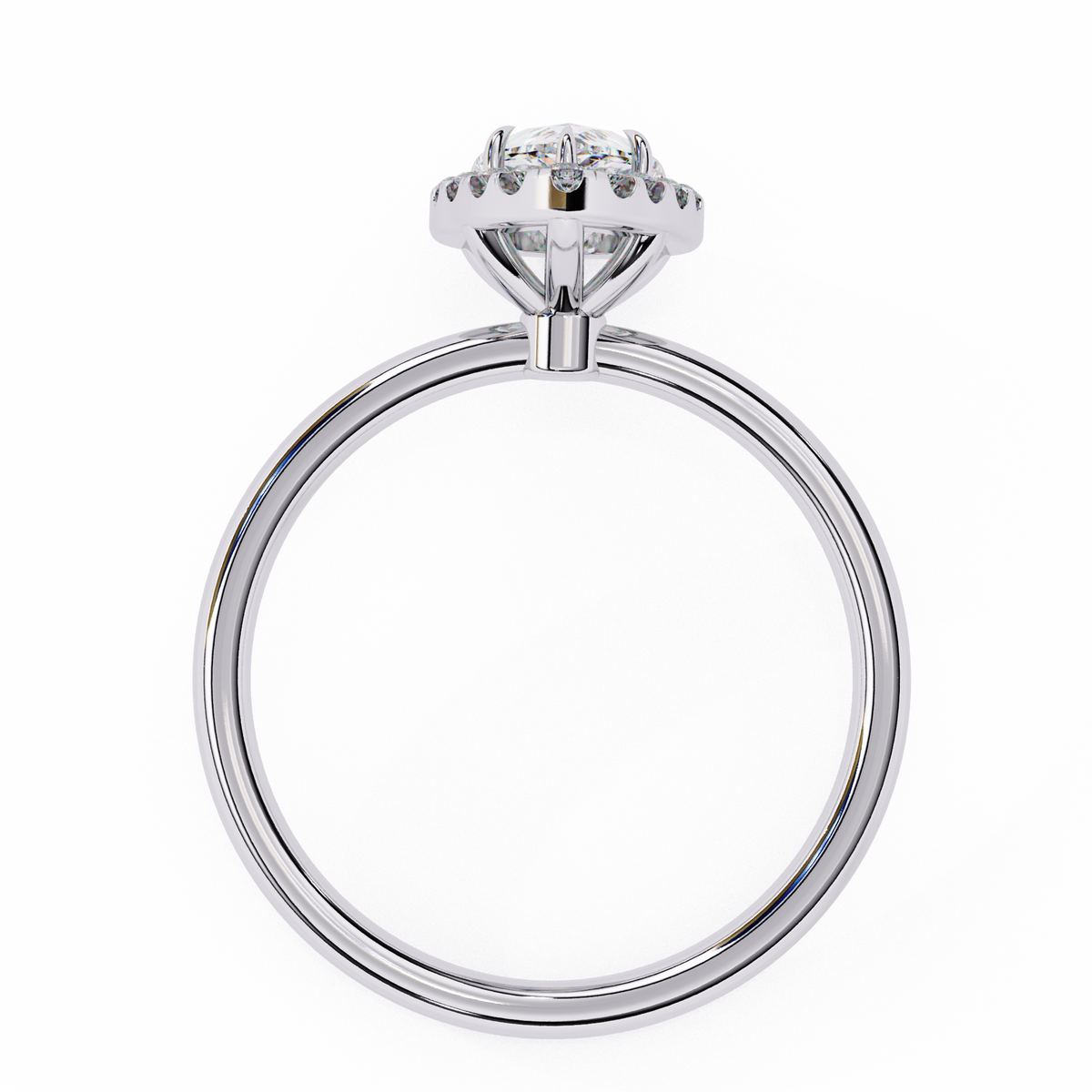 White Gold Pear Diamond Halo Solitaire Engagement Ring