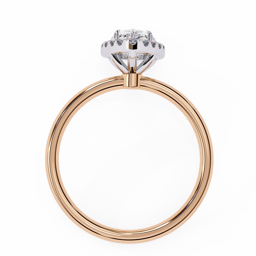 Rose Gold Pear Cut Halo Diamond Engagement Ring