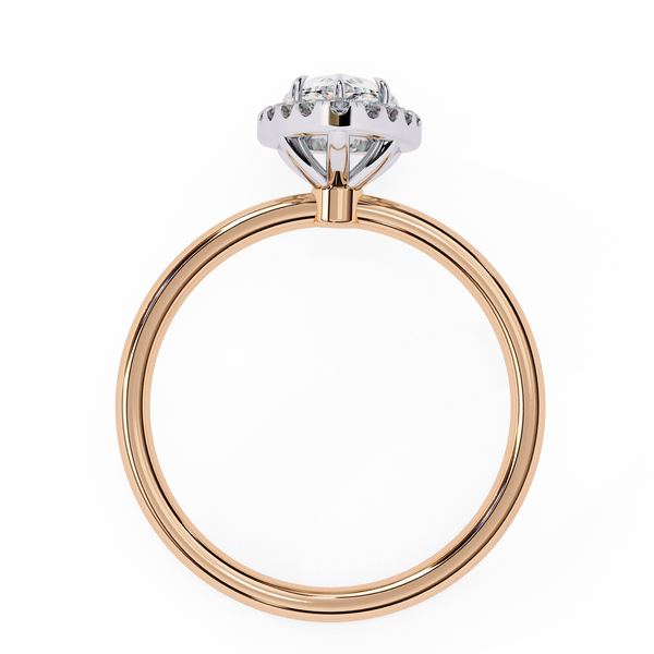 Rose Gold Pear Cut Halo Diamond Engagement Ring