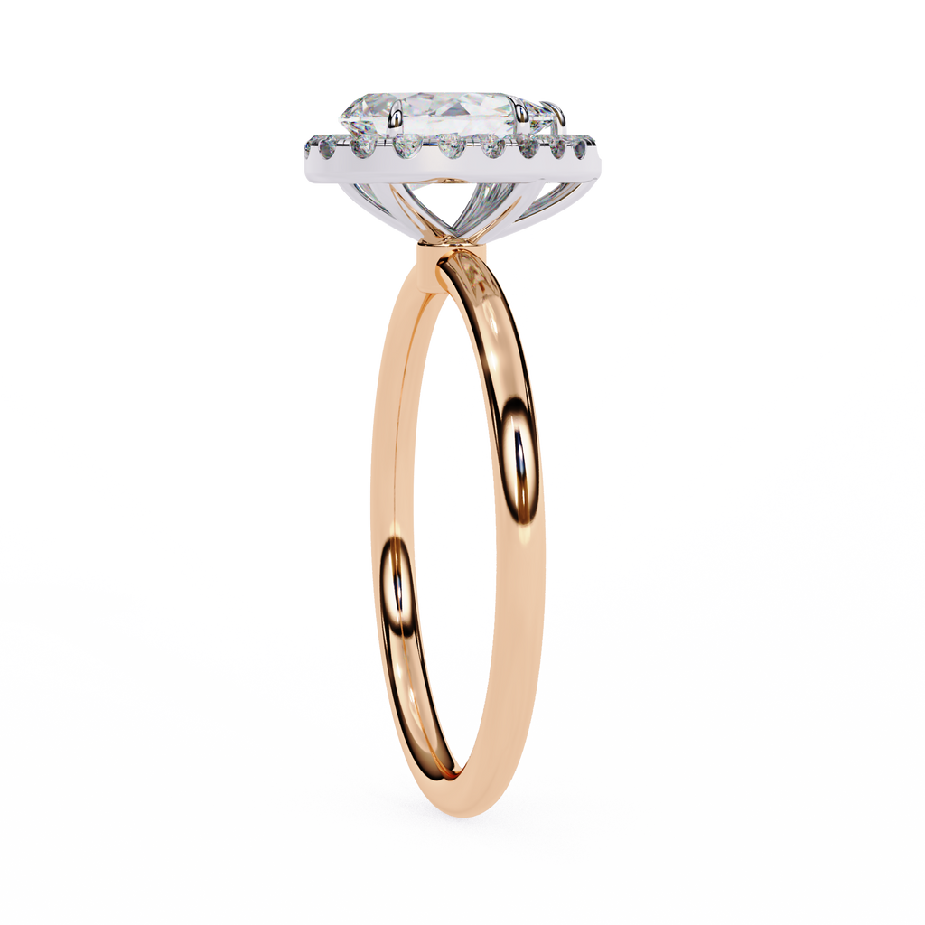 Rose Gold Pear Cut Halo Diamond Engagement Ring