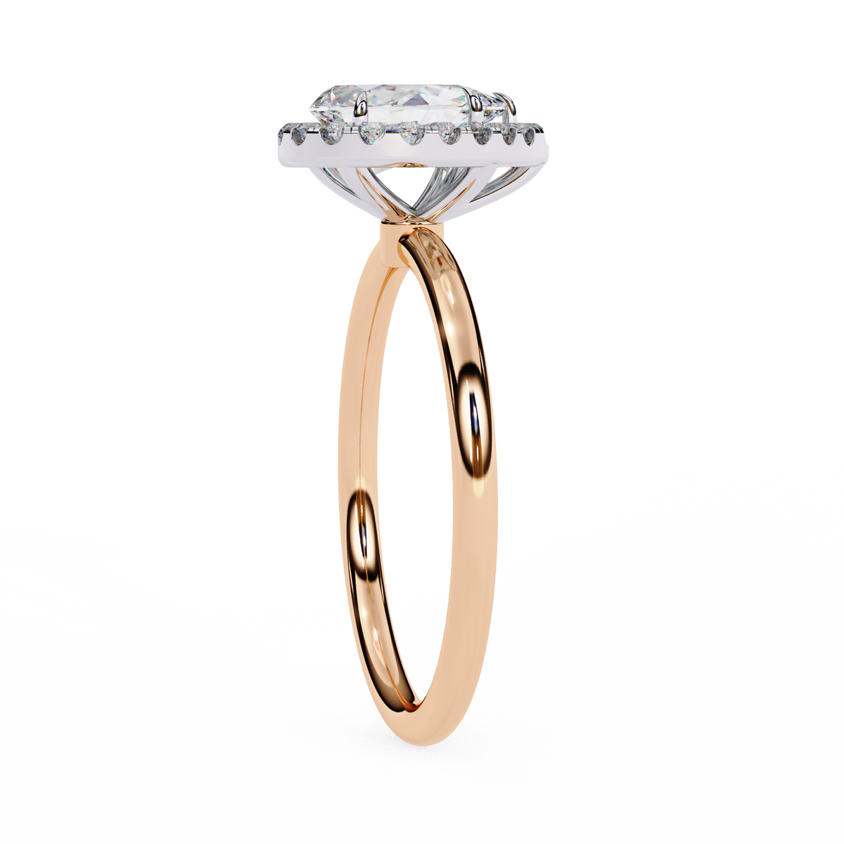 Rose Gold Pear Cut Halo Diamond Engagement Ring