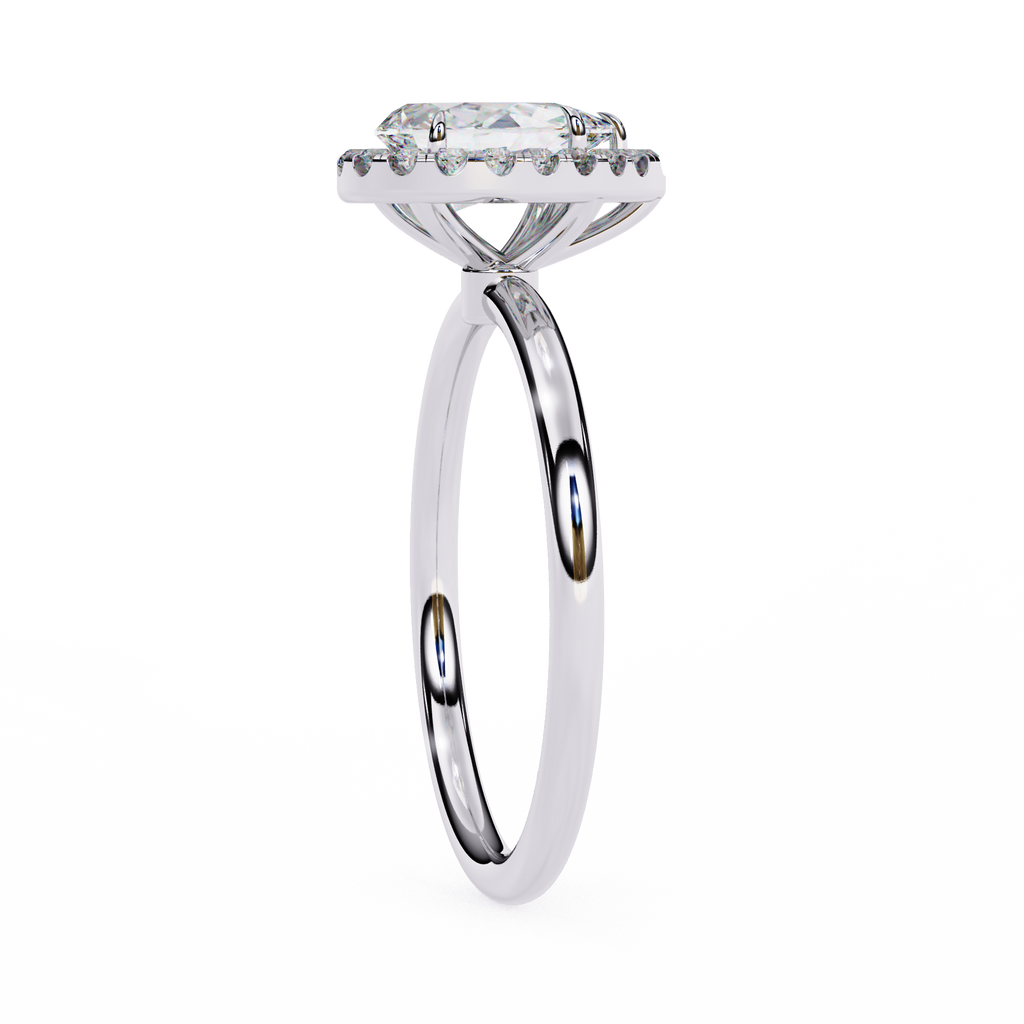 White Gold Pear Diamond Halo Solitaire Engagement Ring