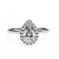 White Gold Pear Diamond Halo Solitaire Engagement Ring