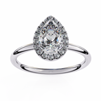 White Gold Pear Diamond Halo Solitaire Engagement Ring