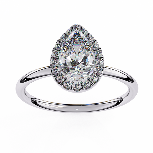 White Gold Pear Diamond Halo Solitaire Engagement Ring