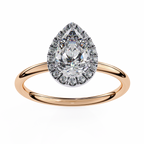 Rose Gold Pear Cut Halo Diamond Engagement Ring