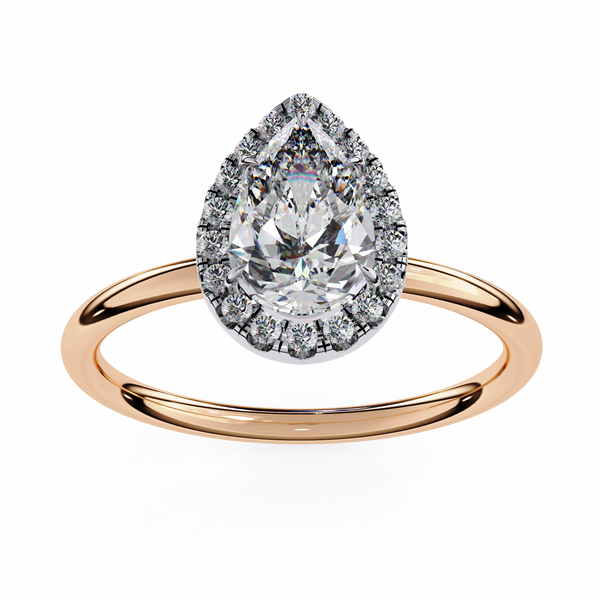 Rose Gold Pear Cut Halo Diamond Engagement Ring