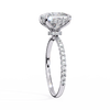 White Gold Princess Cut Diamond Ring with Hidden Halo and Pavé Band