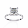 White Gold Princess Cut Diamond Ring with Hidden Halo and Pavé Band
