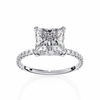 White Gold Princess Cut Diamond Ring with Hidden Halo and Pavé Band