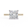 Yellow Gold Princess Cut Diamond Ring with Two-Tone Prongs