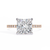Rose Gold Princess Cut Diamond Ring with Two-Tone Prongs and Pavé Shoulders