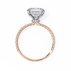 Rose Gold Princess Cut Diamond Ring with Two-Tone Prongs and Pavé Shoulders