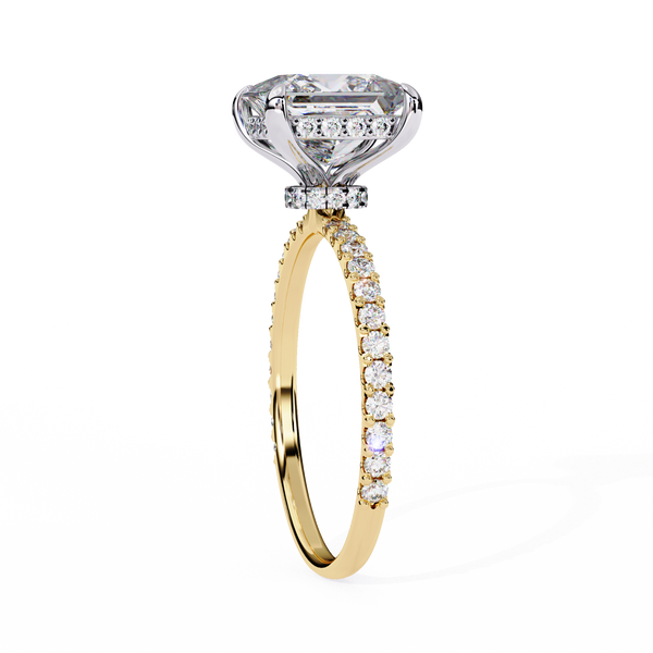 Yellow Gold Princess Cut Diamond Ring with Two-Tone Prongs