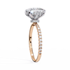 Rose Gold Princess Cut Diamond Ring with Two-Tone Prongs and Pavé Shoulders
