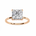 Rose Gold Princess Cut Diamond Solitaire Ring with Hidden Halo