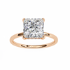 Rose Gold Princess Cut Diamond Solitaire Ring with Hidden Halo