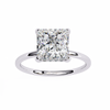 White Gold Princess Cut Diamond Solitaire Ring with Hidden Halo