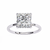 White Gold Princess Cut Diamond Solitaire Ring with Hidden Halo