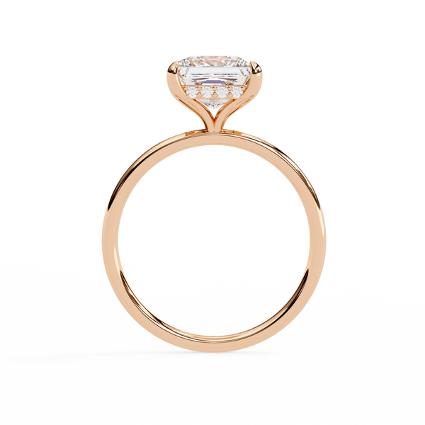 Rose Gold Princess Cut Diamond Solitaire Ring with Hidden Halo