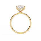 Yellow Gold Princess Cut Diamond Solitaire Ring with Hidden Halo