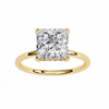 Yellow Gold Princess Cut Diamond Solitaire Ring with Hidden Halo