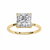Yellow Gold Princess Cut Diamond Solitaire Ring with Hidden Halo
