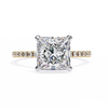 Yellow Gold Princess Cut Diamond Ring with Hidden Halo and Pavé Band