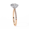Rose Gold Princess Cut Diamond Ring with Hidden Halo and Pavé Band