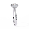 White Gold Princess Cut Diamond Ring with Hidden Halo and Pavé Band