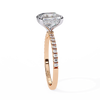 Rose Gold Princess Cut Diamond Ring with Hidden Halo and Pavé Band