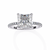 White Gold Princess Cut Diamond Ring with Hidden Halo and Pavé Band