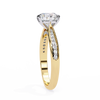 Yellow Gold Round Brilliant Diamond Ring with Channel Pavé Shoulders