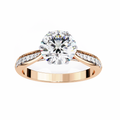 Rose Gold Round Brilliant Diamond Ring with Channel Pavé Shoulders
