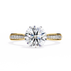 Yellow Gold Round Brilliant Diamond Ring with Channel Pavé Shoulders