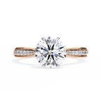 Rose Gold Round Brilliant Diamond Ring with Channel Pavé Shoulders