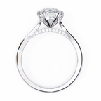 White Gold Round Brilliant Diamond Ring with Channel Pavé Shoulders
