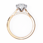 Rose Gold Round Brilliant Diamond Ring with Channel Pavé Shoulders